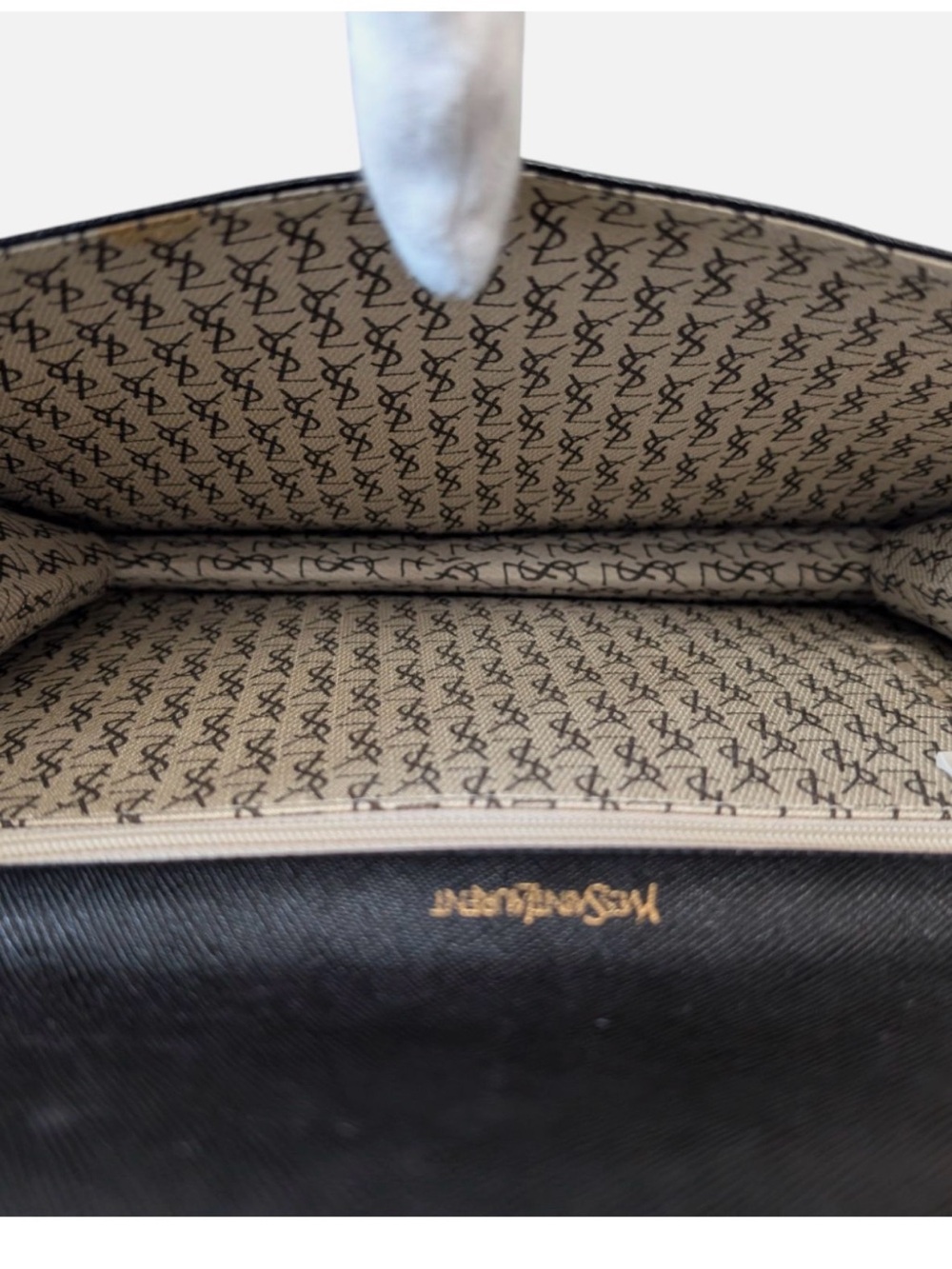 Saint Laurent Black Leather Envelope Clutch with Gold-Tone Button - Picture 11 of 13